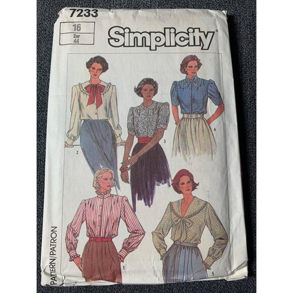 Simplicity Misses Shirt Sewing Pattern sz 16 7233 - uncut - Picture 9 of 9